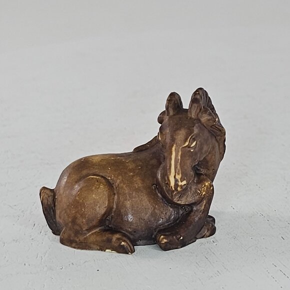 Handcrafted Miniature Ram Goat Ibex Figurine Lying Down - Picture 8 of 8